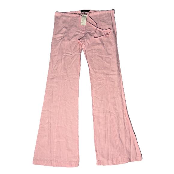 New Arden B. 100% Linen Pink Peachy Flared Pants Vintage 2 Waist 30 Barbiecore - Picture 1 of 6